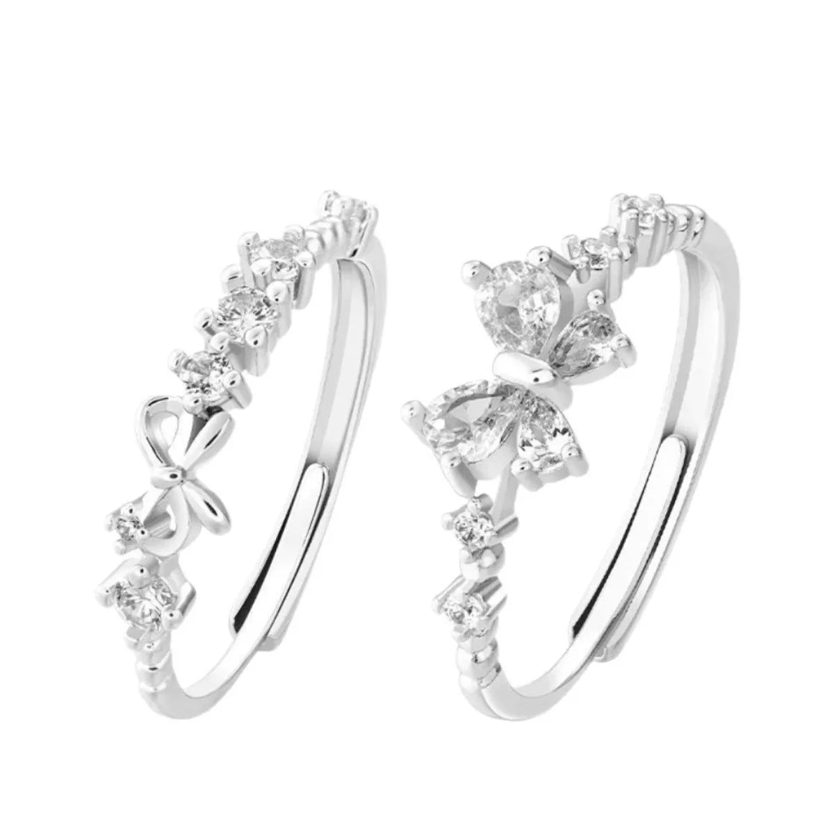 Adjustable Butterfly Zircon Ring, Stainless Steel Cute Jewelry for Women, Comfort Fit Daily Wear Best Friend Gift Idea