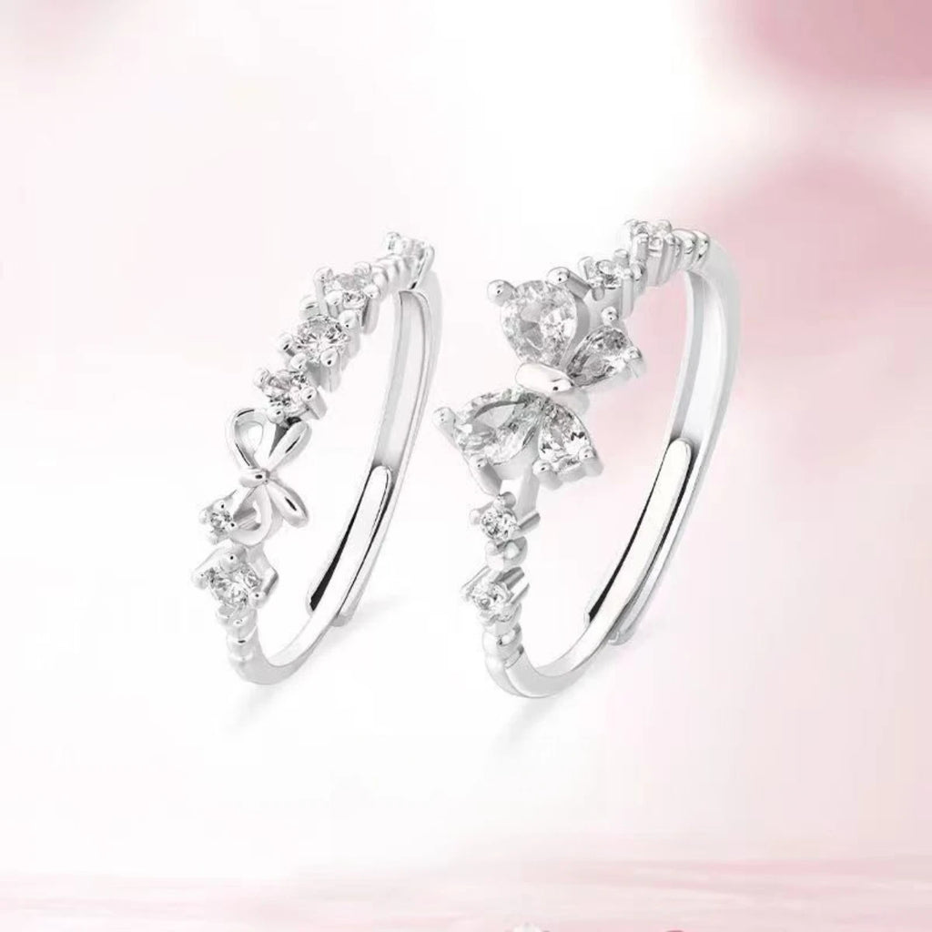 Adjustable Butterfly Zircon Ring, Stainless Steel Cute Jewelry for Women, Comfort Fit Daily Wear Best Friend Gift Idea