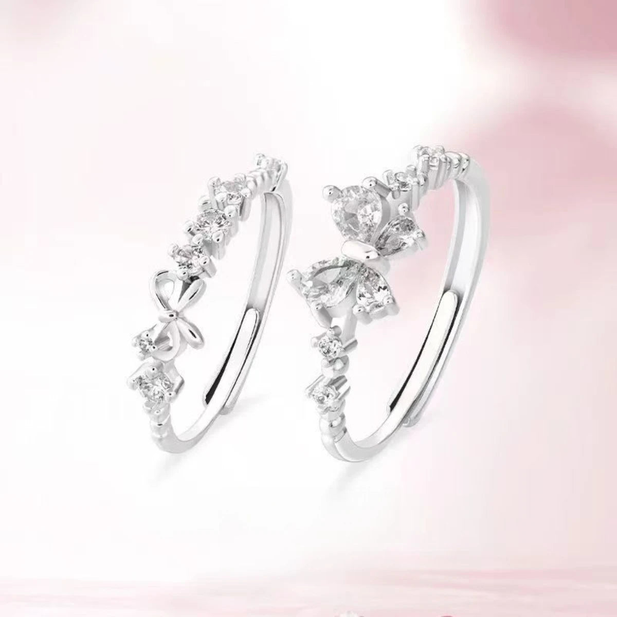 Adjustable Butterfly Zircon Ring, Stainless Steel Cute Jewelry for Women, Comfort Fit Daily Wear Best Friend Gift Idea