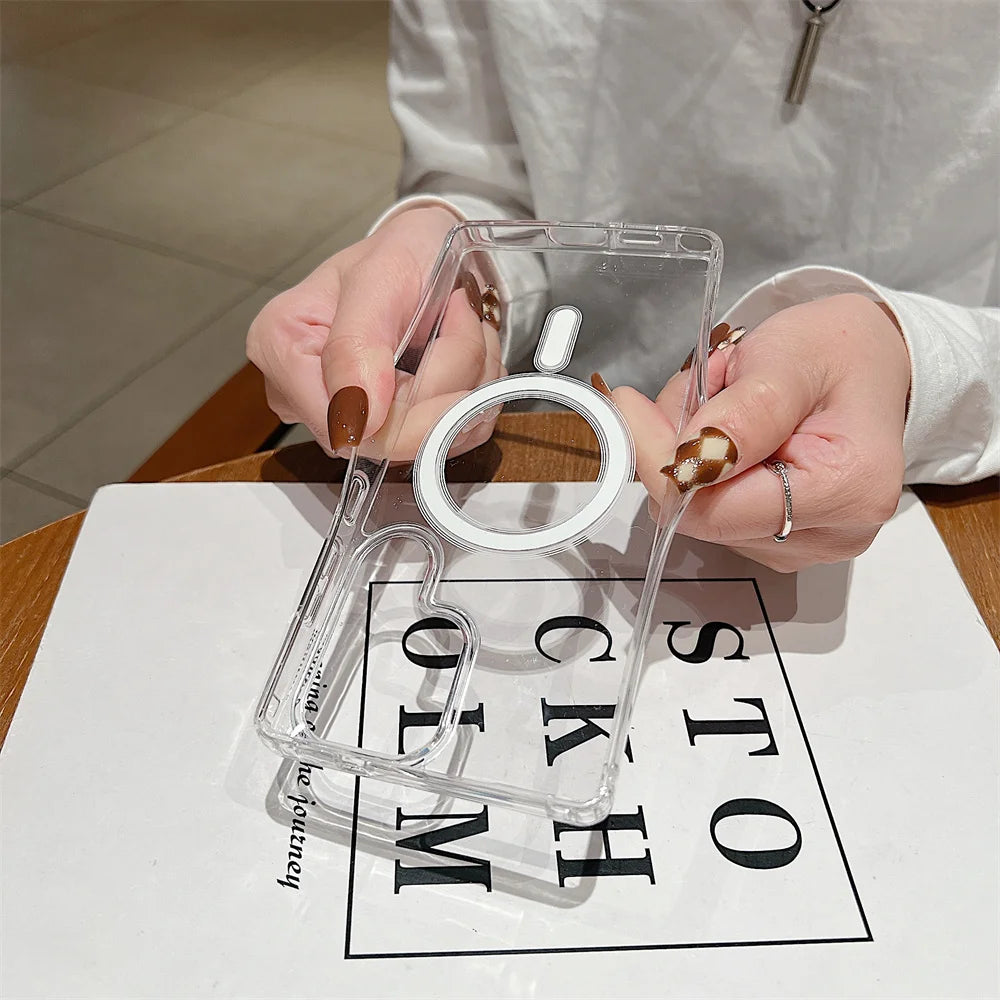 Transparent for Magsafe Acrylic Case for Samsung Galaxy S25 Ultra S24 S22 Plus S23 S21 FE A16 A15 A35 A55 Magnetic Clear Cover
