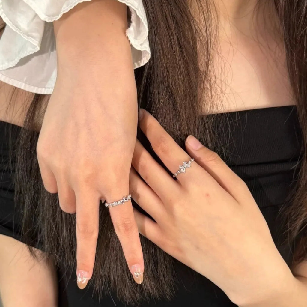 Adjustable Butterfly Zircon Ring, Stainless Steel Cute Jewelry for Women, Comfort Fit Daily Wear Best Friend Gift Idea